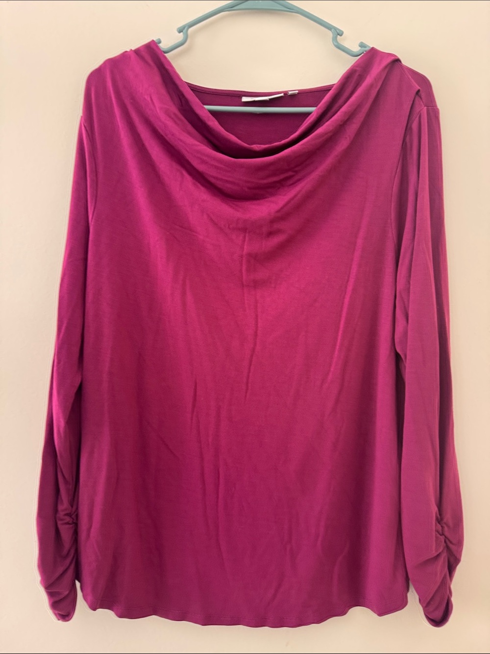 Chico’s Women’s Long-Sleeve Cowl Neck Top - Magenta